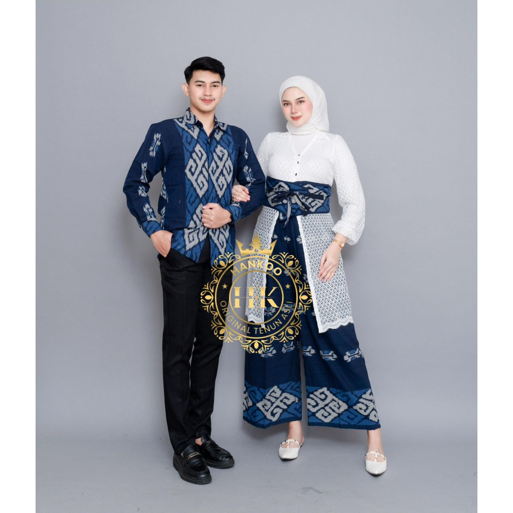 HANIA ONE SET CELANA TENUN NAVY - CELANA TENUN WANITA - BAJU TENUN COUPLE - COUPLE TENUN - BAJU TENU