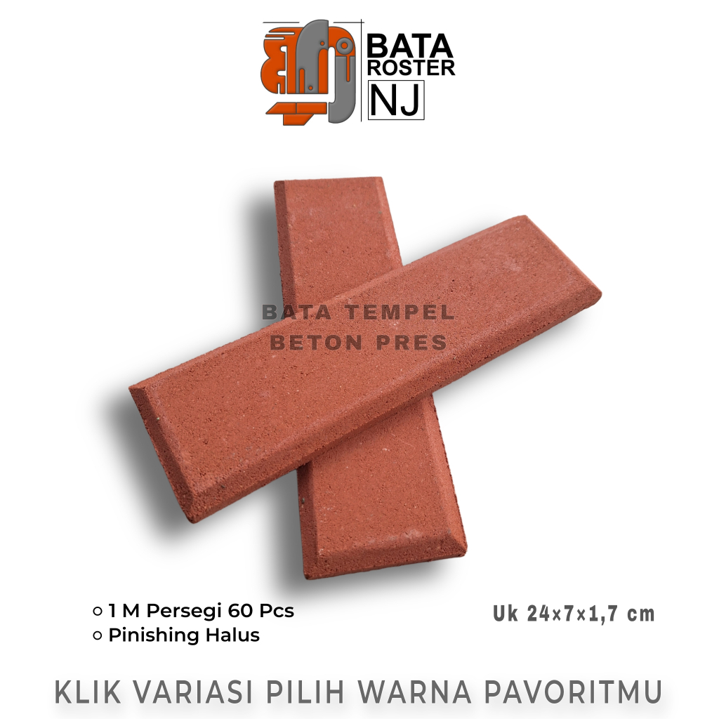 BATA ROSTER NJ - Bata Tempel Beton 24 x 7 x 1,7 Cm, Warna | Putih | Terakota | Abu | Hitam. Expose B
