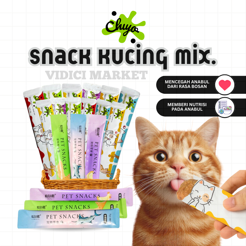MURAH [CHIYO] Snack Kucing Basah 75/100Pcs Cocok Kitten Dewasa Strip Penggemukan