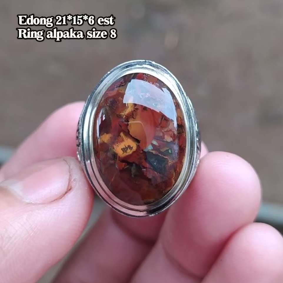 (BISA COD) Cincin Batu Akik Pancawarna Garut Asli Edong