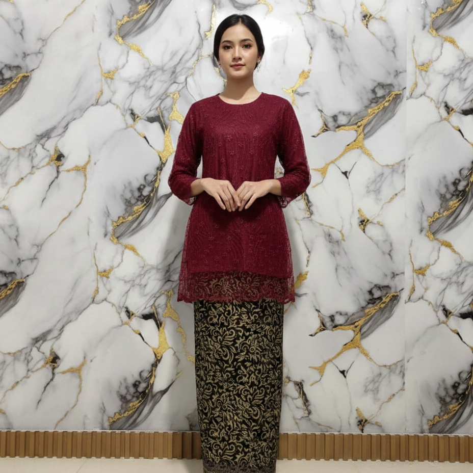 JUMBO READY / SET KEBAYA COUPLE AMELIA KEBAYA WANITA MODEL TUNIK BAJU KEBAYA BROKAT MODEL TERBARU KE