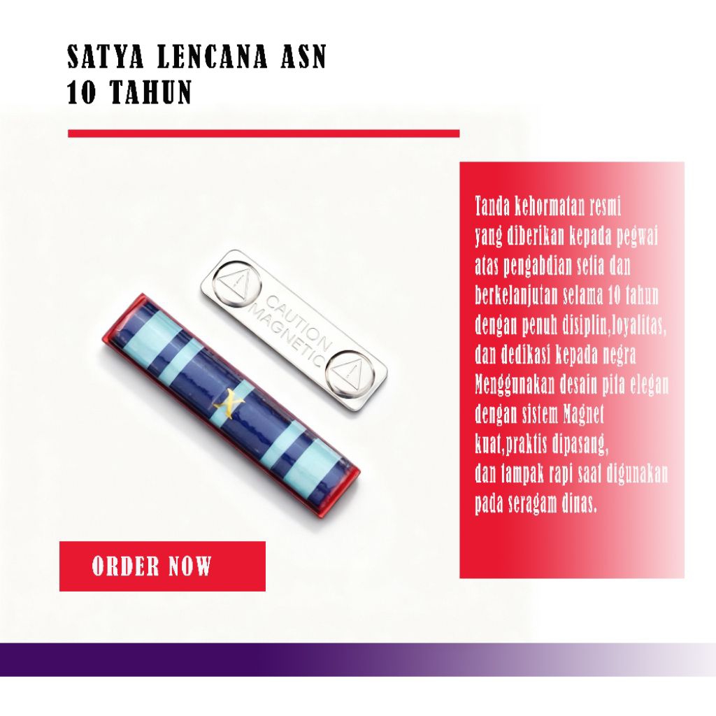 SATYA LENCANA ASN 10 TAHUN - PITA JASA ASN 10,20,30 TAHUN FORMAL ELEGAN