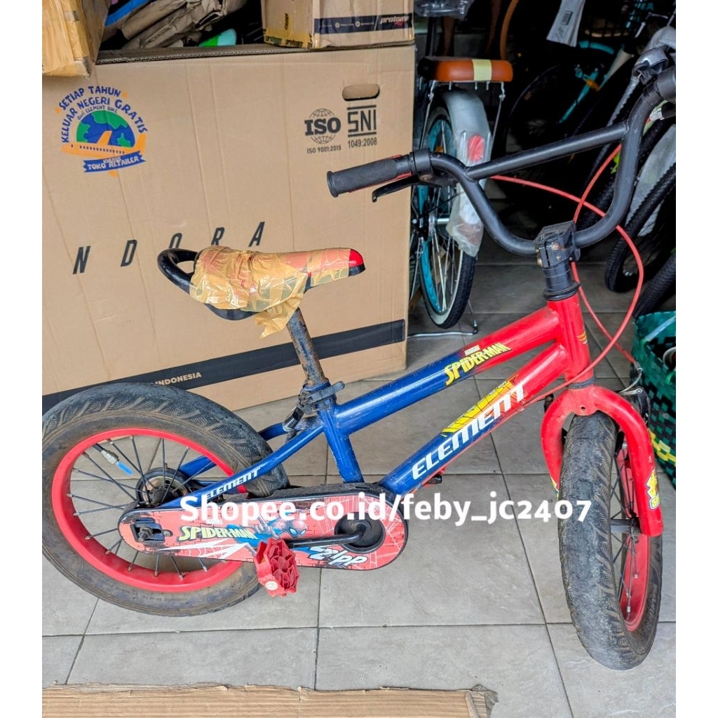 sepeda second sepeda bekas anak element spiderman pemakaian anak sendiri