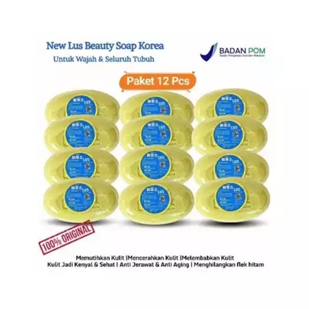 [12 PCS] Sabun Korea Pemutih Badan Dan Wajah Pria Wanita Original BPOM Prime Lus Beauty Soap