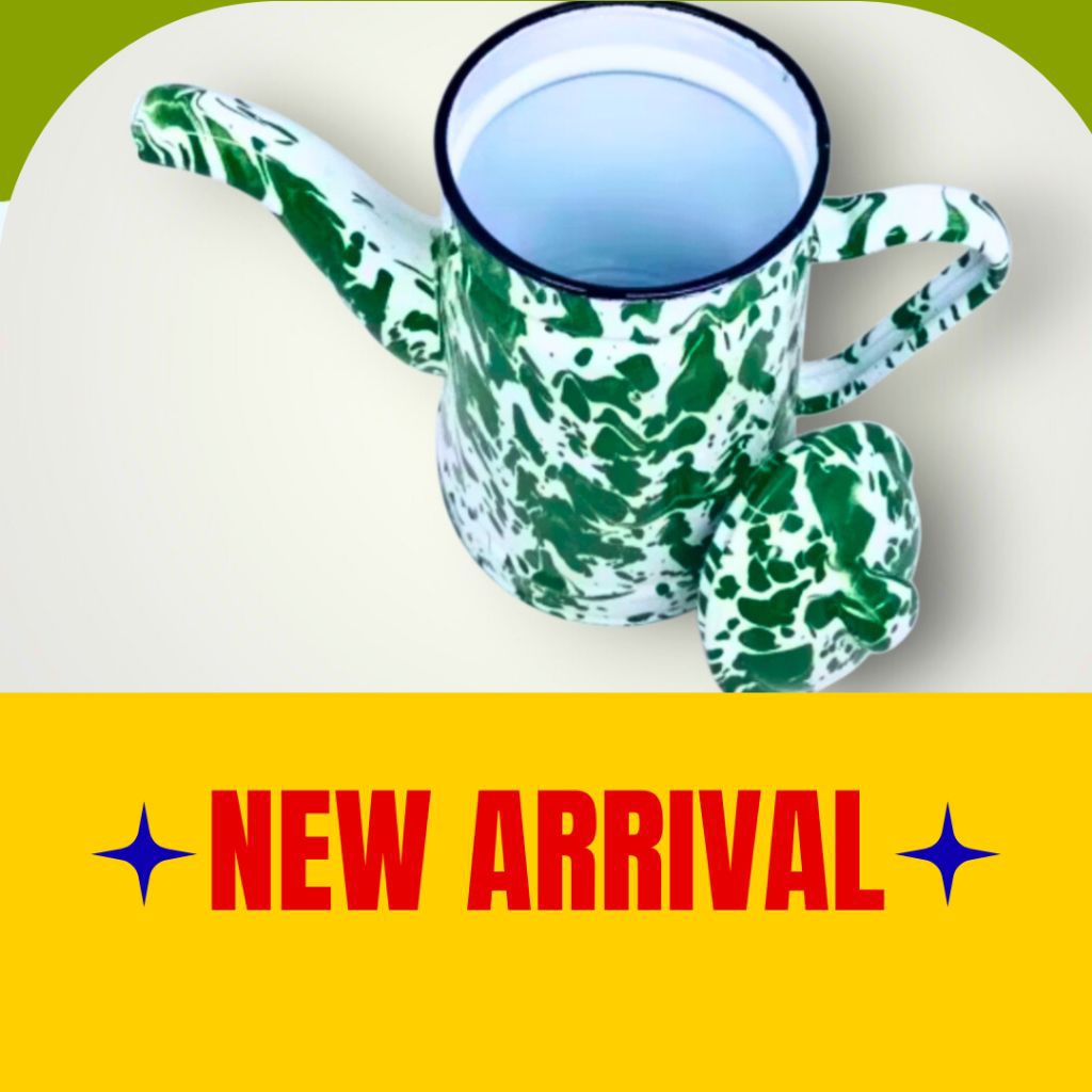Teko Lurik jadul– Teko Eskan Teh Kopi Vintage Dapur RumahAlter Teko Enamel Motif Hijau Jadul Vintage