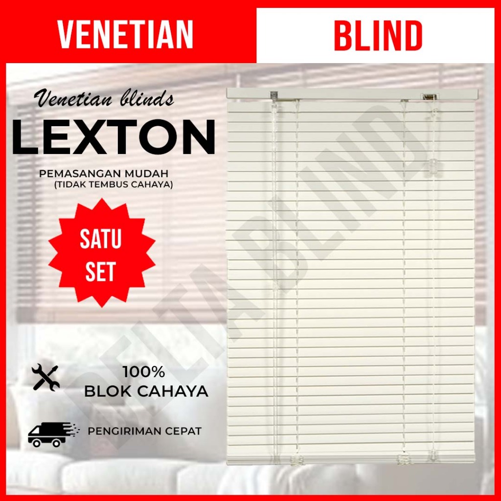 Venetian Blind LEXTON Ukuran Jadi / Horizontal Blind / Tirai Gulung / Kerai Aluminium Custom