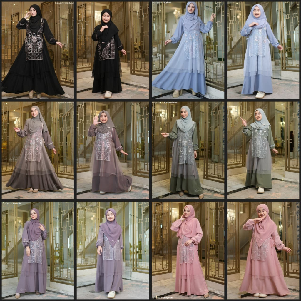RIANI Couple - Baju Gamis Dress Couple Pasangan Ibu Dan Anak Busui Bahan Ceruty Babydoll Premium Uku