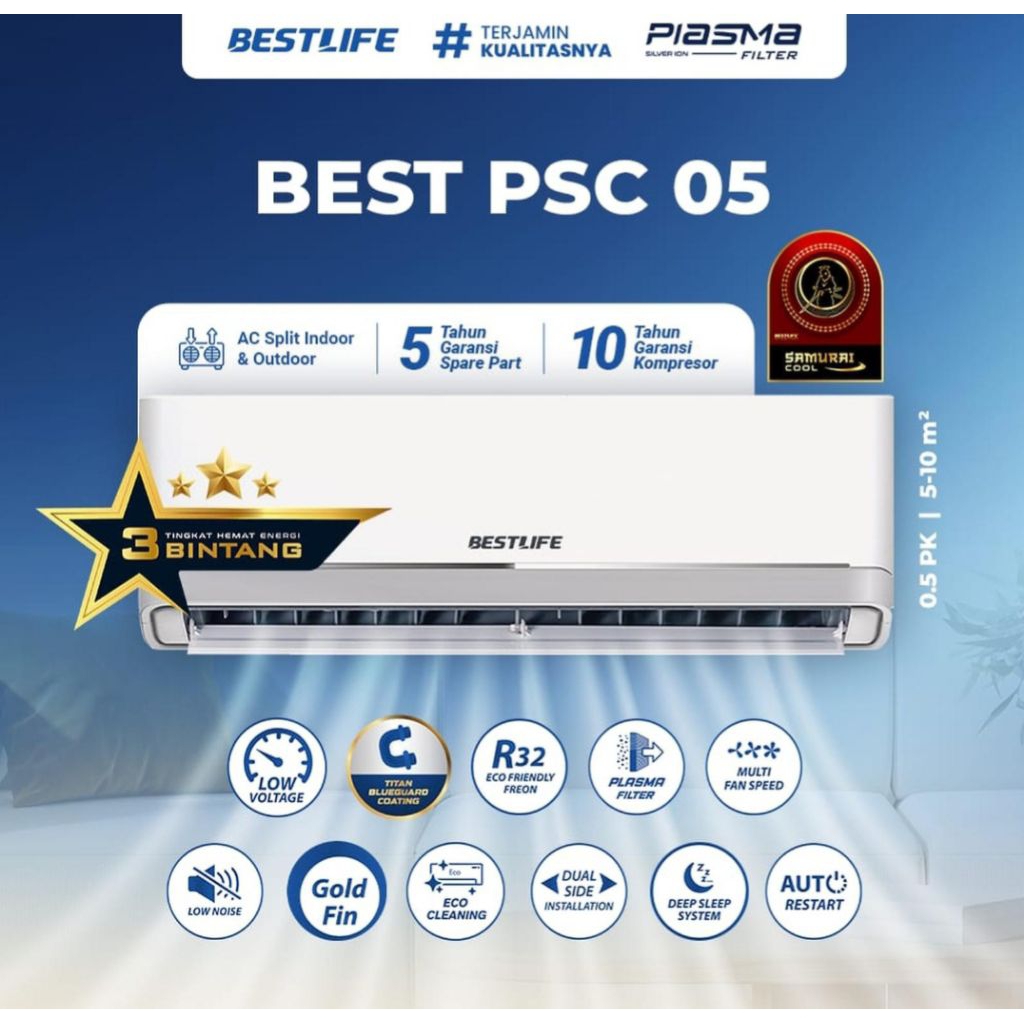 AC BESTLIFE 1/2PK 05PSC PLASMA SAMURAI COOL AC BESTLIFE 1/2PK AC BEST LIFE 0.5PK AC BESTLIFE 0.5PK