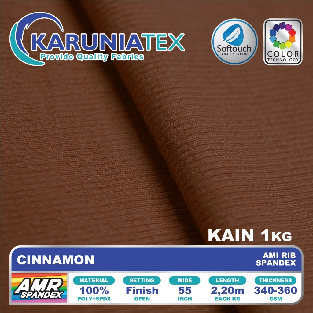 Kain Ami Rib Spandex | Cinnamon | Rib Knit Kiloan | Karunia Textile