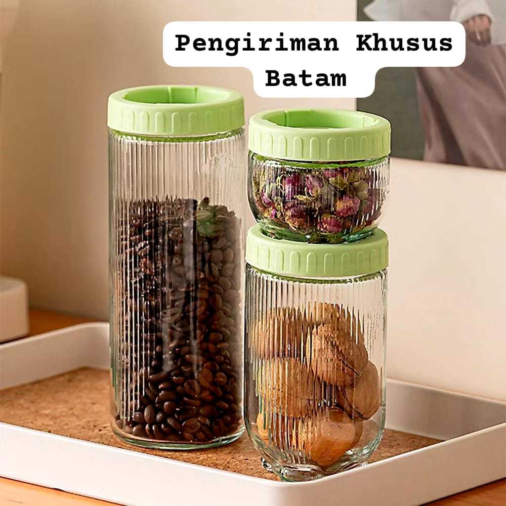Toples Kaca Gladies Hazel Set 3pcs Toples Kue Lebaran 3IN1 / Set Stoples Penyimpanan Kue BATAM