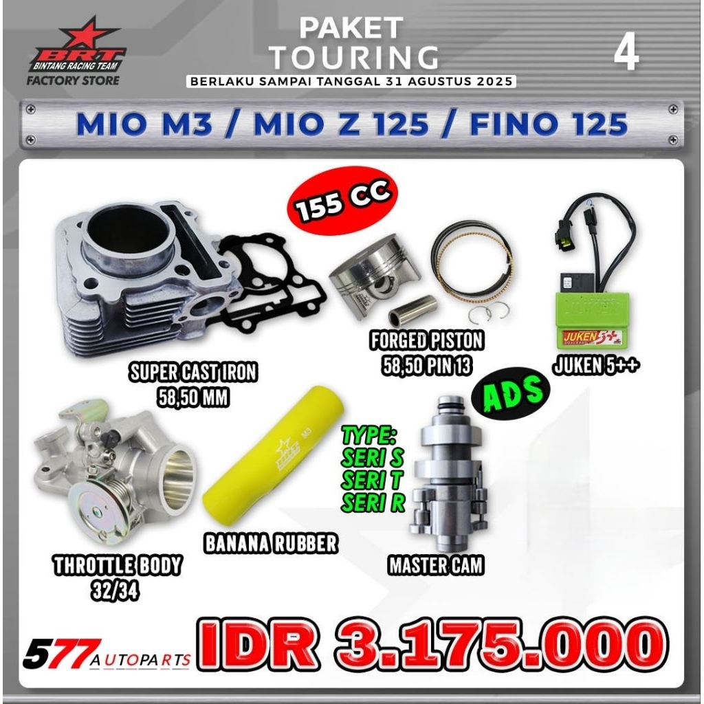 Paket Touring 4 Bore Up BRT Mio M3, Mio Z 125, Fino 125
