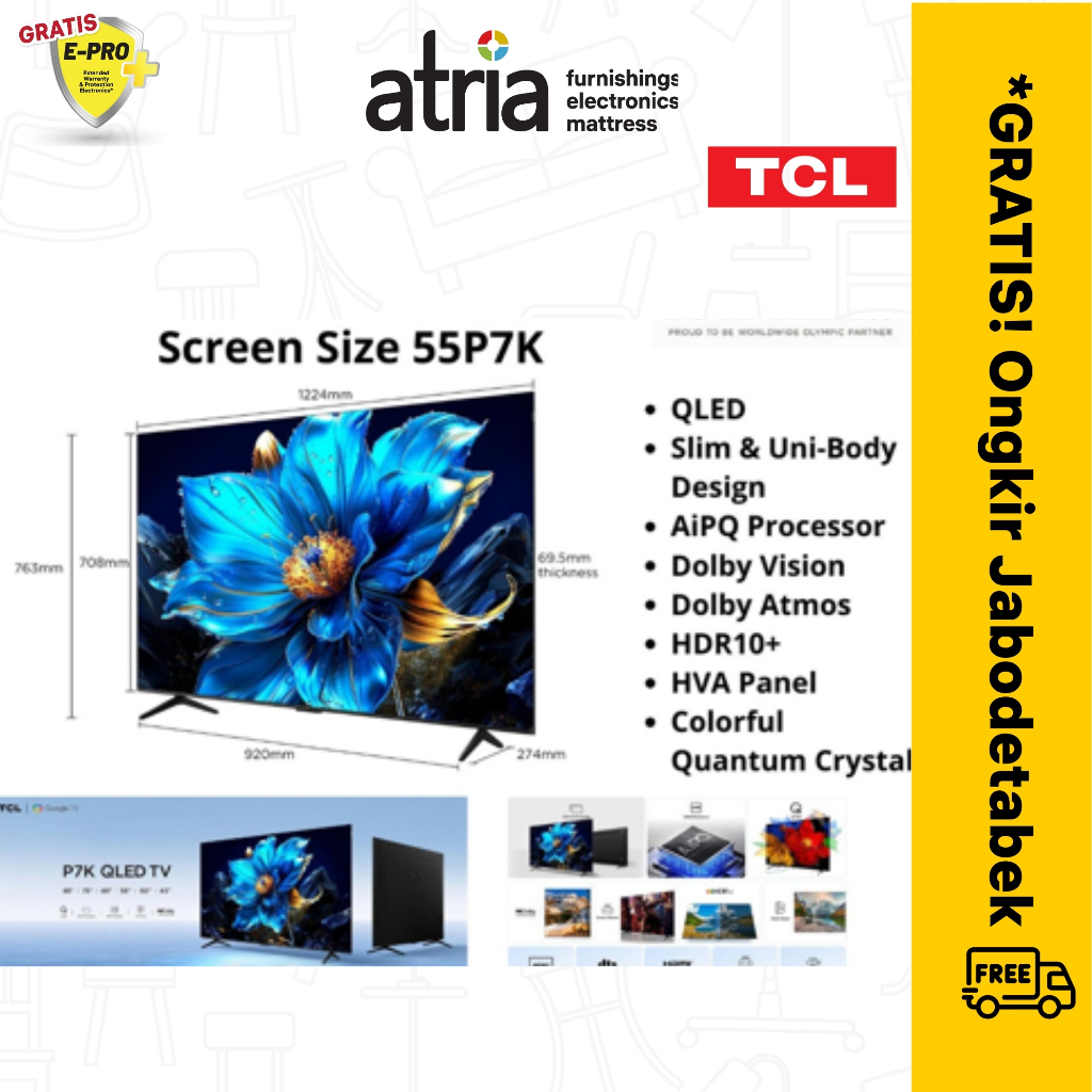 TCL 55 Inch QLED Google TV - 55P7K
