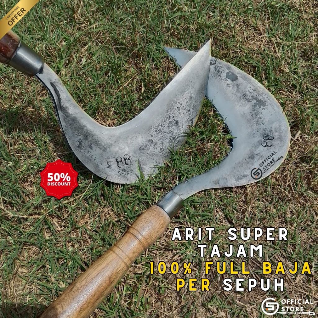 ALAT PEMOTONG RUMPUT/ARIT/SABIT BAJA PREMIUM ASLI TAHAN ROMAPANG BAJA PER SUPER TAJAM MERK BEDA UKUR