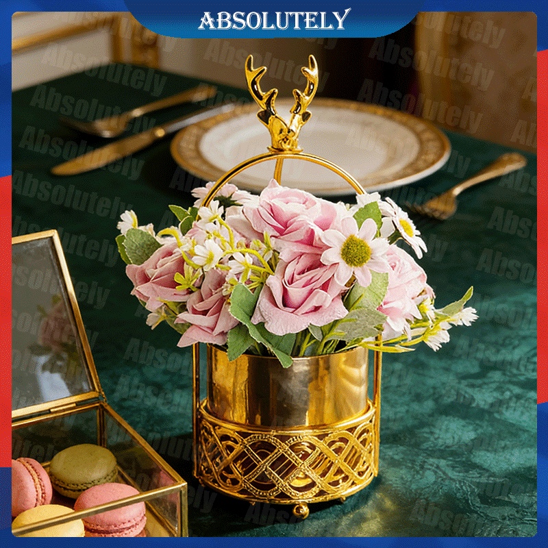 Bunga Meja Bunga Mawar Imitasi Plastik,Set Meja Mewah 2In1,Hiasan Rumah Untuk Meja Makan/Meja Tamu, 