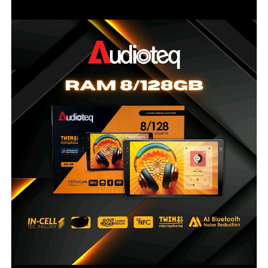 Head Unit Android Audioteq Ram 8/128GB  NFC + Support 360