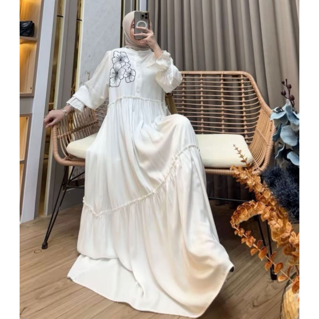 maharani dress bordir rayon twill motif bunga