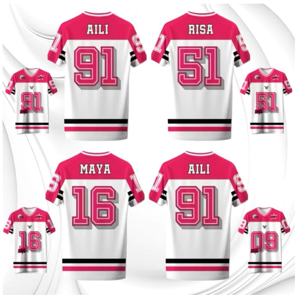 JERSEY SULTAN SQUAD SEASON 2 BAJU KAOS SULTAN SQUAD ANAK PINK MAYA RISA ELLEN AILI FULL PRINTING GRA