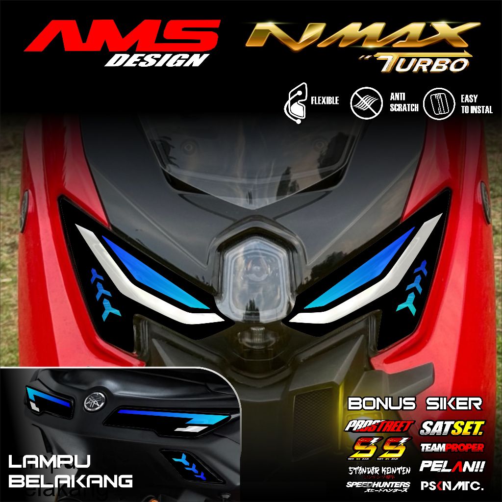 Stiker Variasi Lampu Motor NMAX TURBO NEO S 2024 2025 Stiker Lampu Alis NMAX TURBO Bahan TRANSPARAN