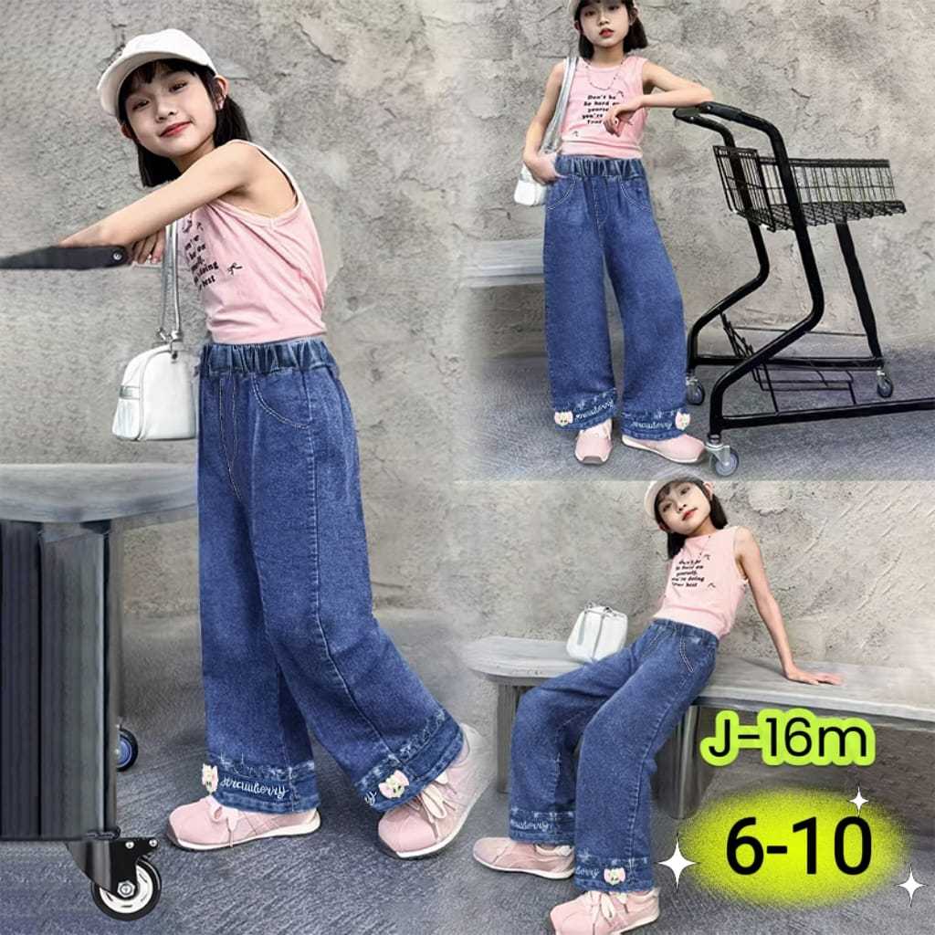 jeans kulot import fashion anak cewek usia 6-12 tahun / celana jeans kulot anak perempuan import / j