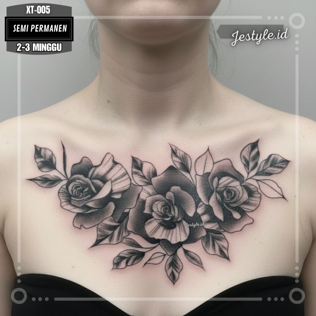 [XT-005] Tato temporer semi permanent tato bunga Dada punggung tahan lama