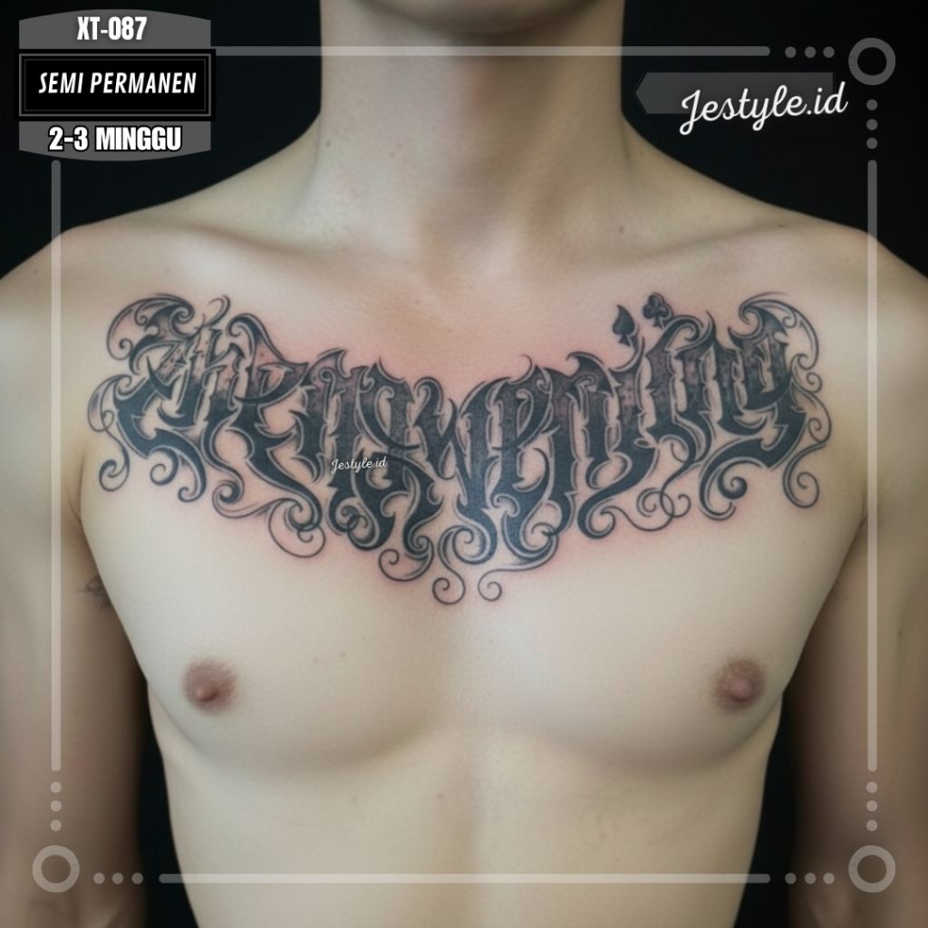 [XT-087] Tato temporer semi permanent tato tulisan Dada punggung tahan lama