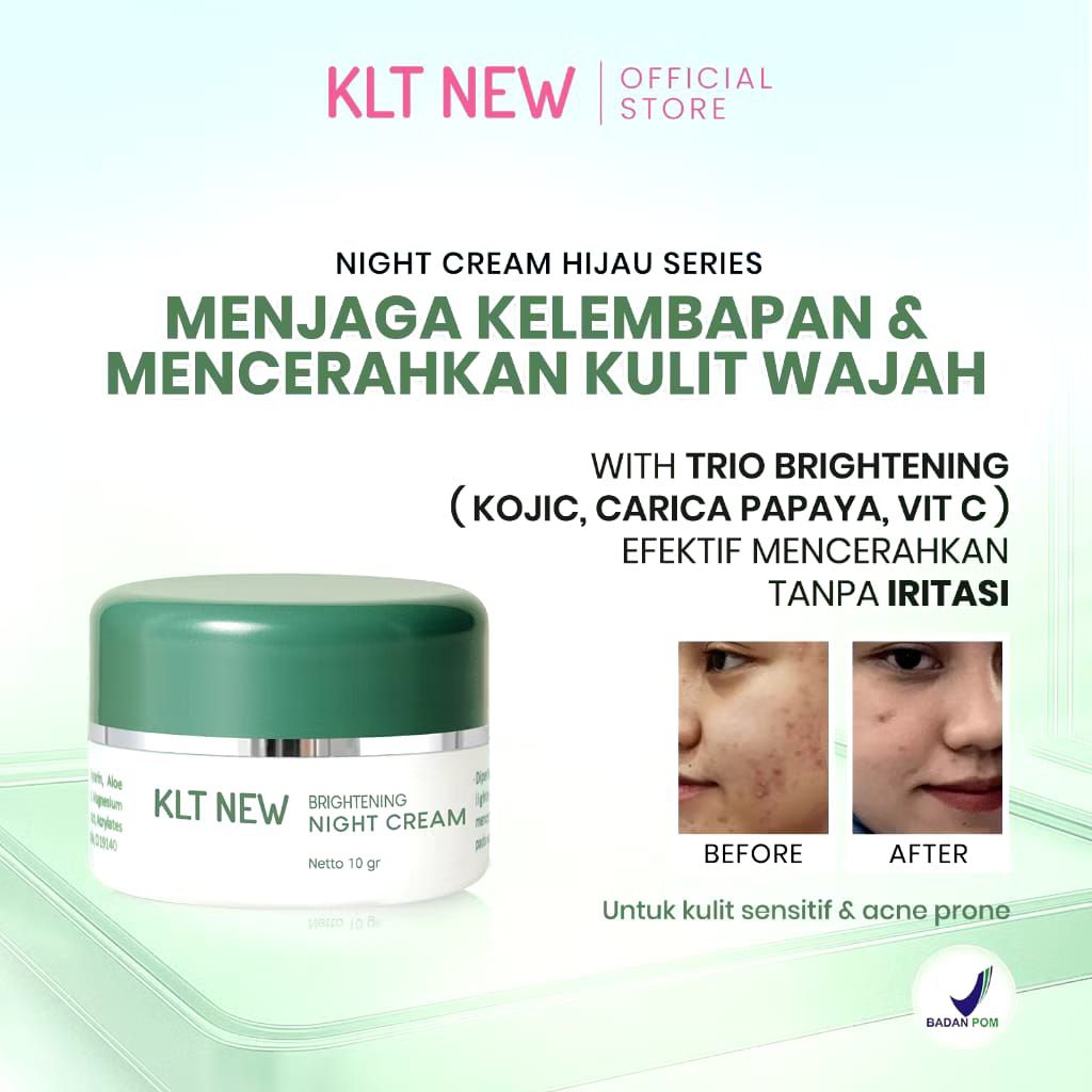 Cream Malam KLT New Hijau BPOM / KLT BPOM Original Termurah