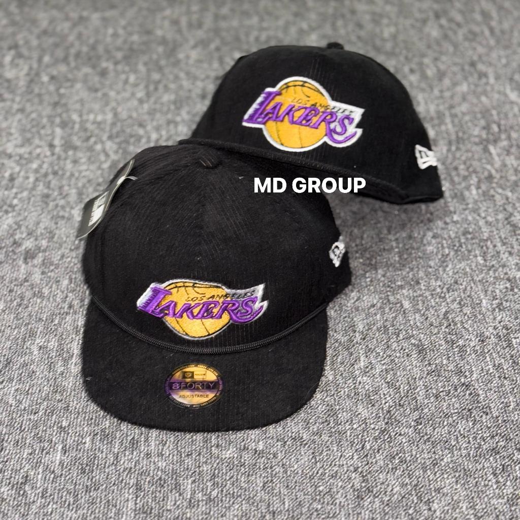 Topi Snapback LAKERS Full Hitam Bahan Corduray Hat Pria Dewasa