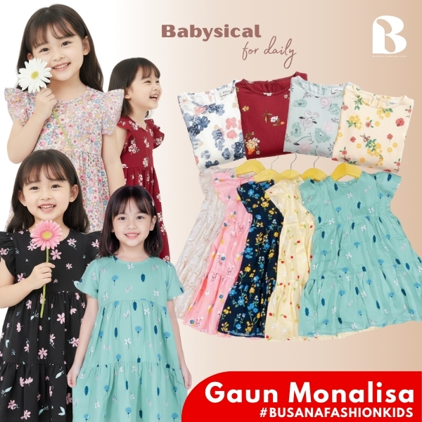 Monalisa 0-6 tahun- Dress Baju Anak Perempuan Cantik Dress Balita Anak monalisa Dress rayon