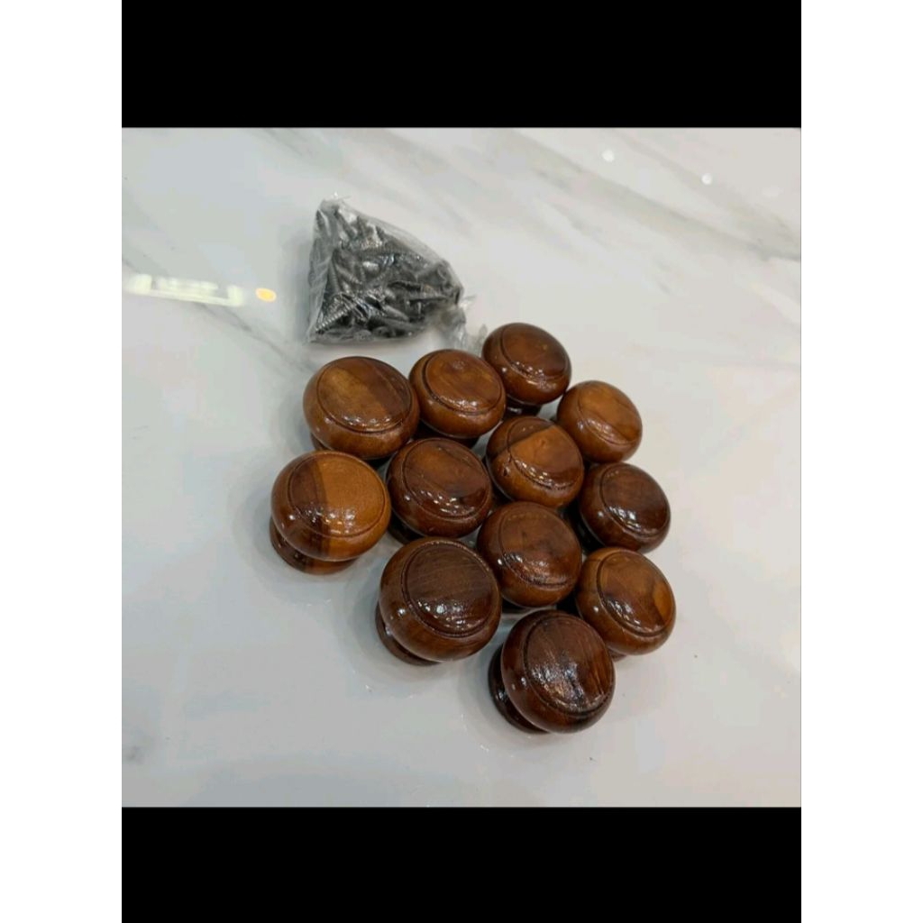 Kenop Knop Kayu Bulat - Tarikan Laci - Handle Pintu Lemari - Gagang laci - pegangan Loker Kayu