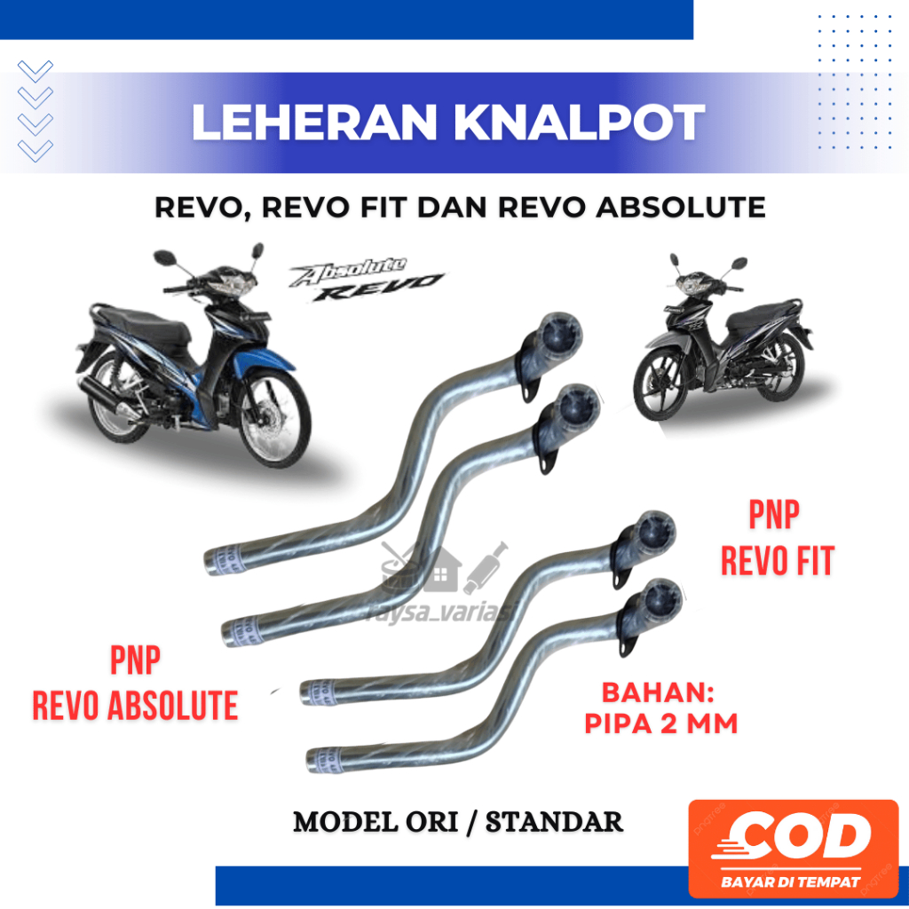 Leher Knalpot Motor Revo All Series , Revo Fit, Revo absolute  Standar ORI, PNP, Siap Pasang