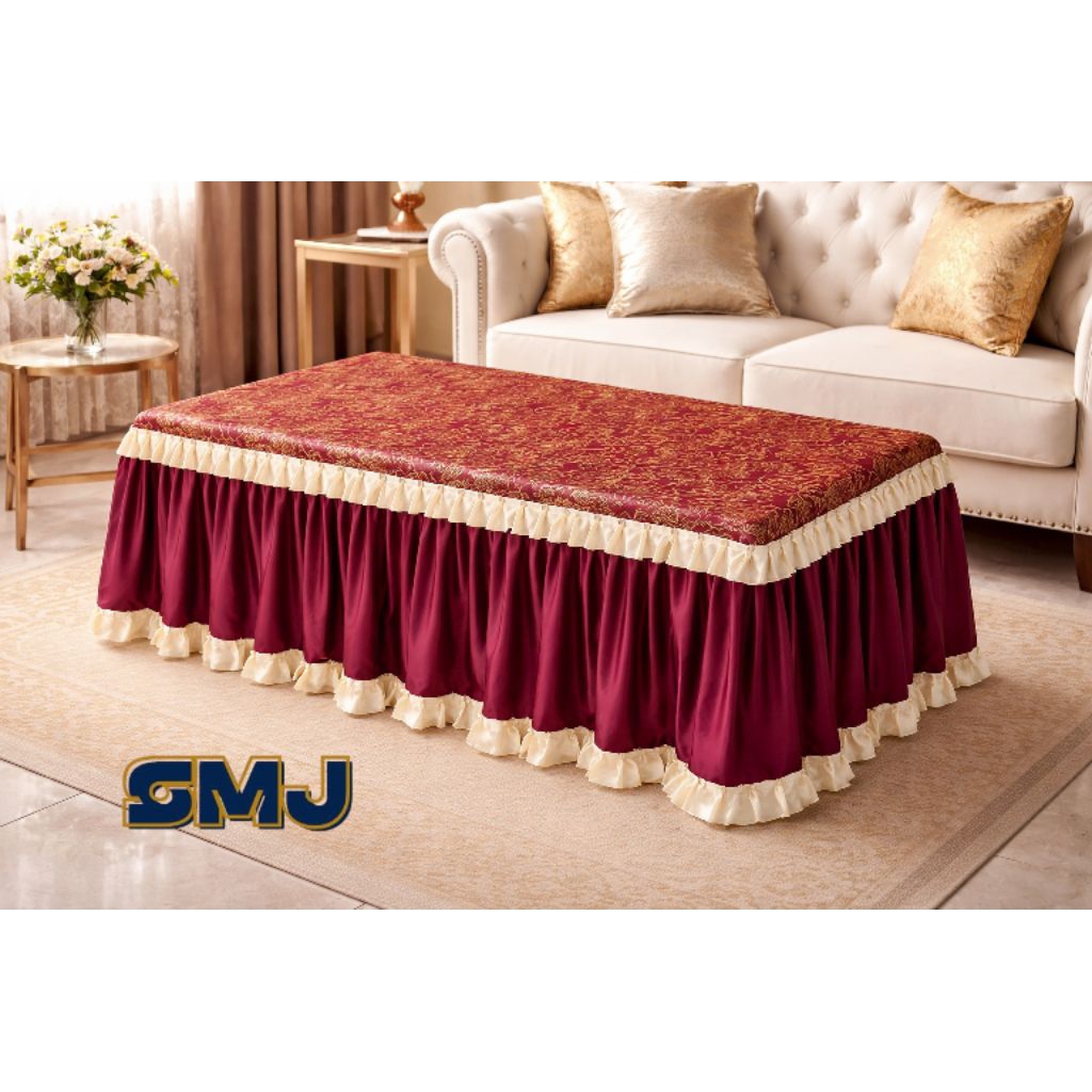 Sirta Maya Jaya | Taplak meja tamu rumbai bahan kain jok ukuran 120x60 cm