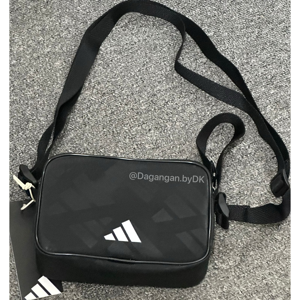 Tas Adidas Mini Sling Bag 3Stripes Logo Original 100% Full Black