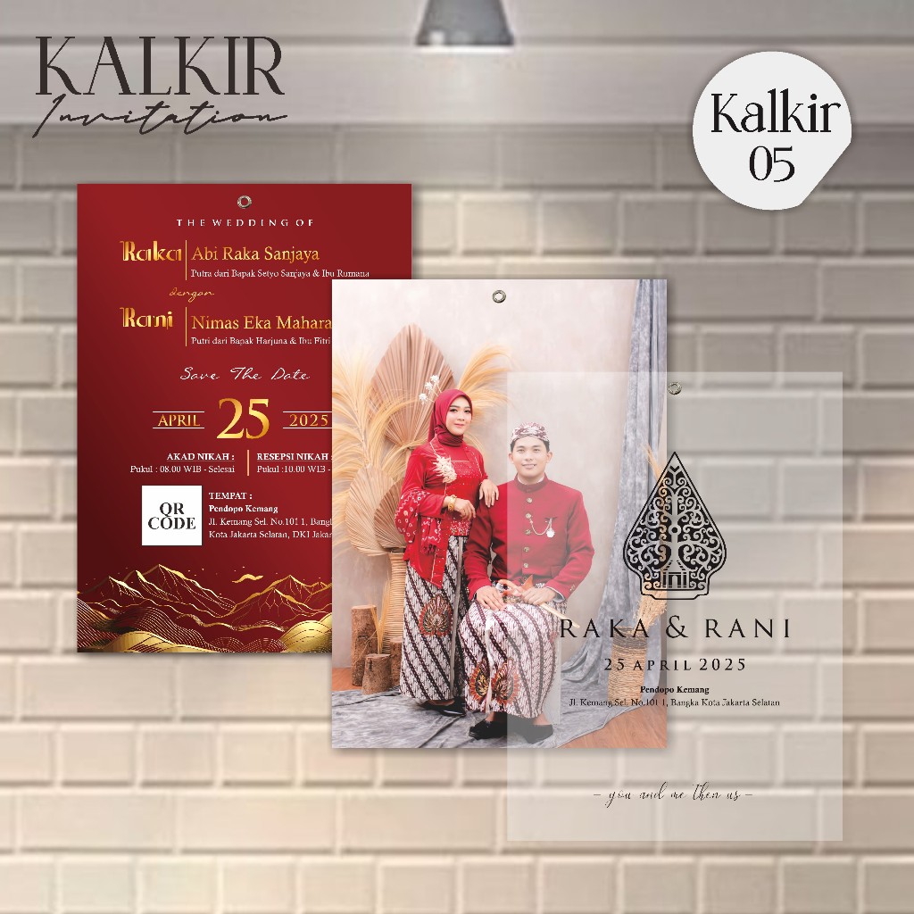 Undangan Pernikahan Premium Tebal Full Colour Simple - Undangan Kalkir Invitation Glossy + Kalkir