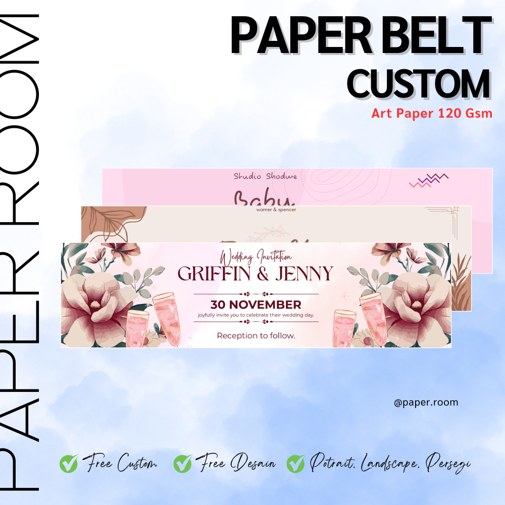 PAPER BELT Custom | Thank You Card Online Shop | Paper Belt Wedding | Paper Belt 40 cm dan 45 cm