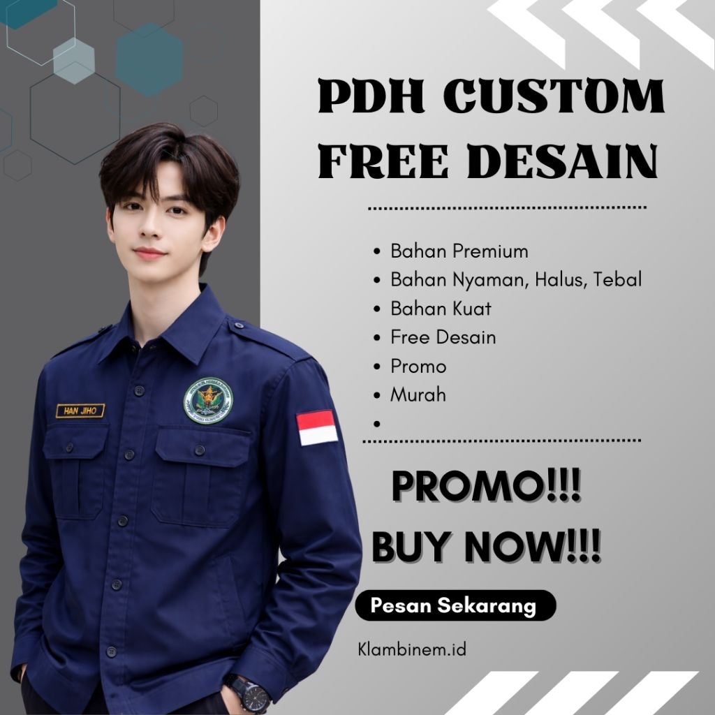 Promo PDH Organisasi Custom Bahan American Drill, PDH Custom, PDH Promo, PDH Murah, PDH Desain Bebas