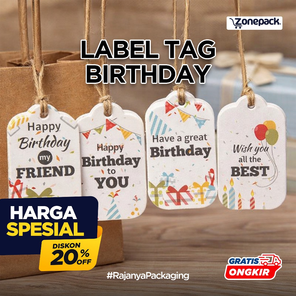 [10 PCS] Label Gantung Ulang Tahun | Hang tag Happy Birthday | Birthday Souvenir HangTag Pesta | Han