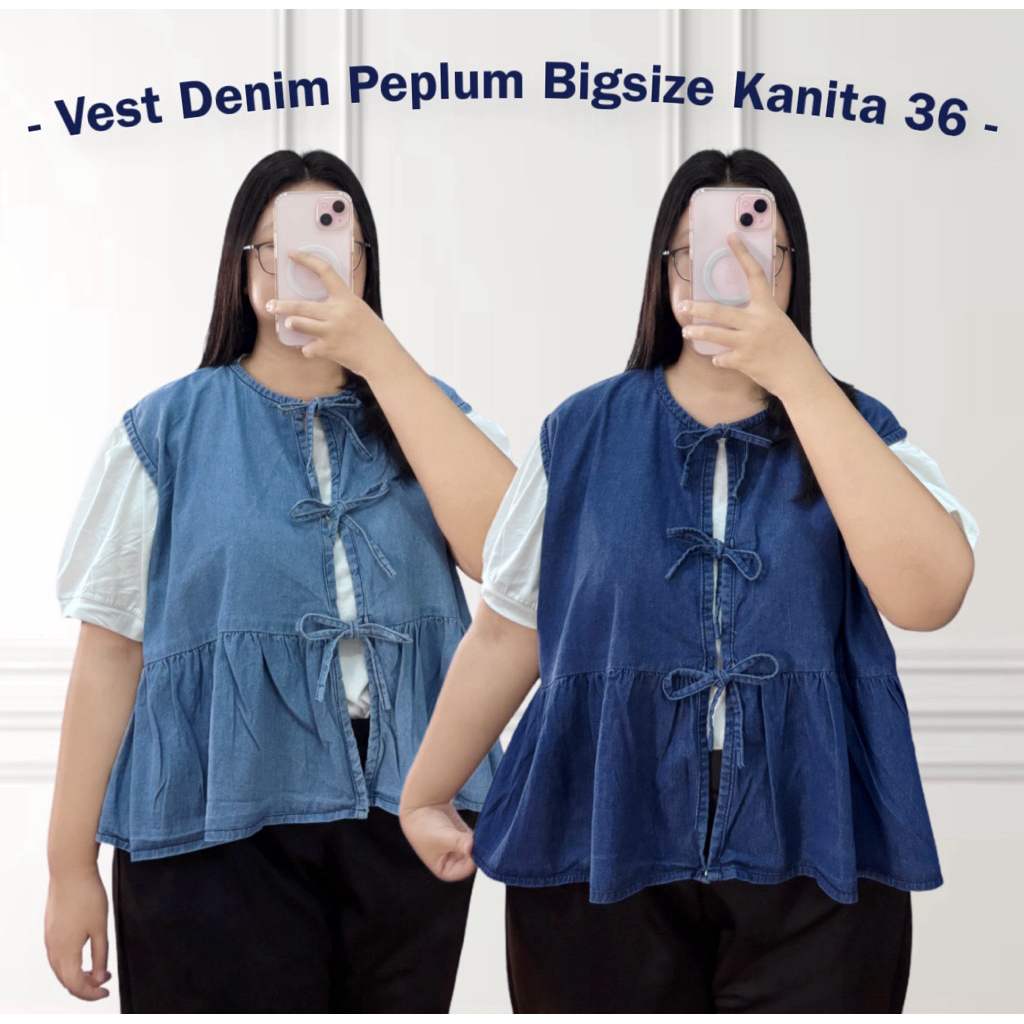 KANITA 36 | Vest Jumbo Peplum Denim Cardigan Wanita Kekinian