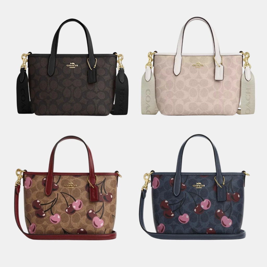 Coach City Mini Tote Bag In Signature Canvas With Cherry Print Coach Mini Tote Bag