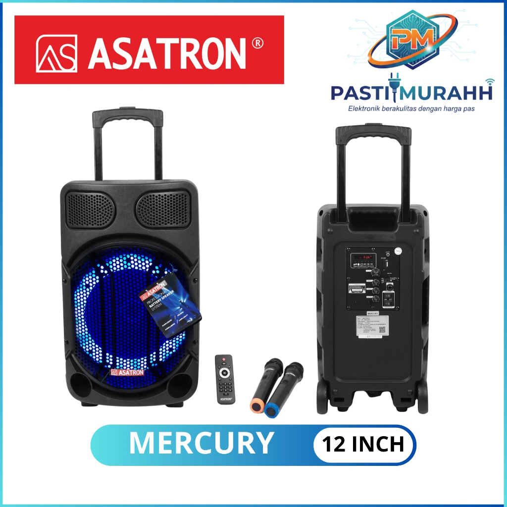 ASATRON MERCURY 12 INCH SPEAKER BLUETOOTH 2 MIC WIRELESS