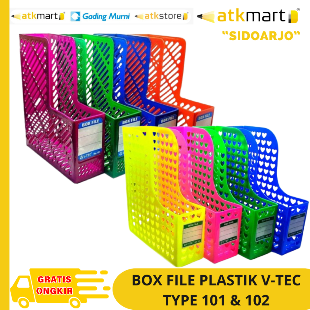 BOX FILE PLASTIK SYSBOX FILE V-TEC 101 & 102 WARNA BERAGAM MAP ARSIP DOKUMEN TEMPAT PENYIMPANAN KERT
