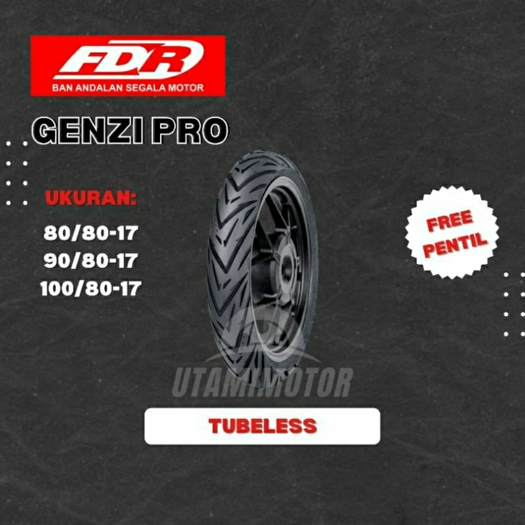 Ban luar motor FDR genzi pro ring 17 tubless berbagai ukuran