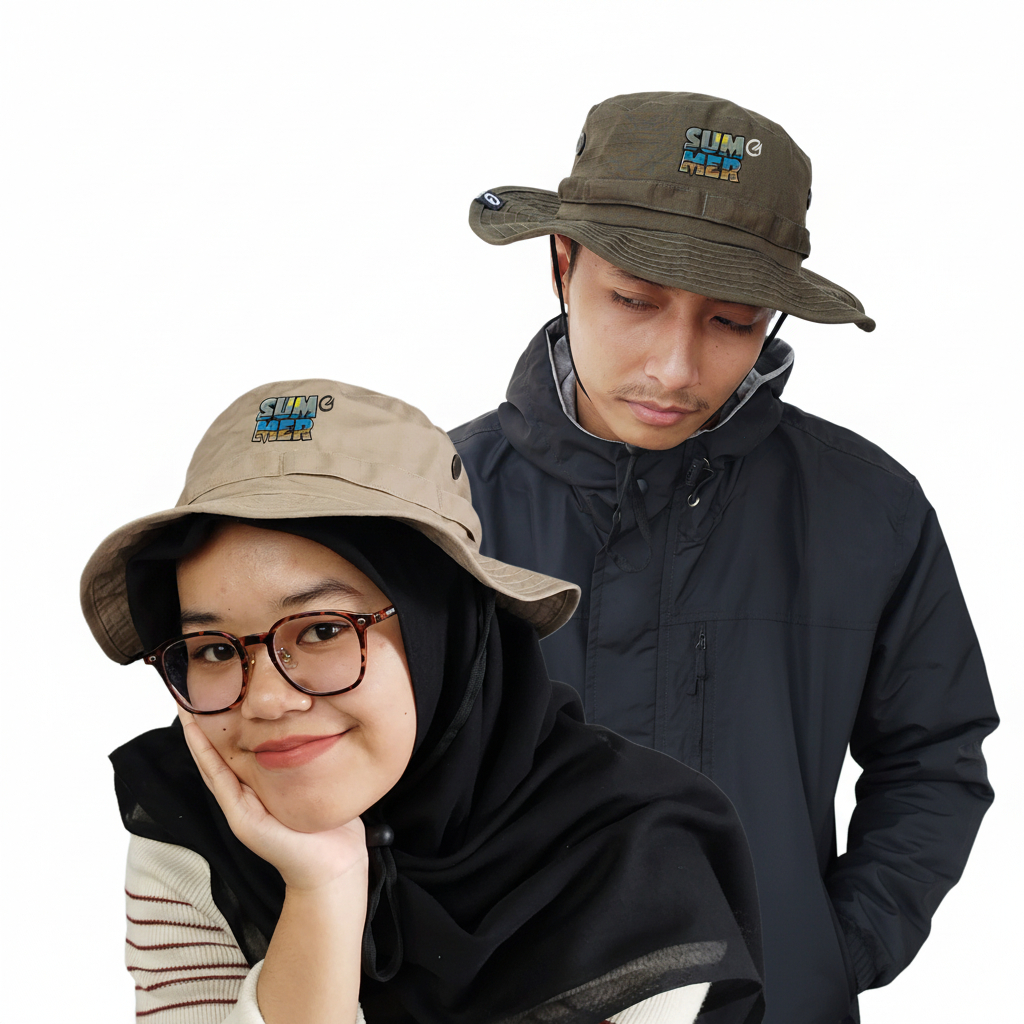 Mountchild-Topi Rimba Pria Wanita dewasa Jungle Hat Premium Tebal  Original Naik Gunung Outdoor