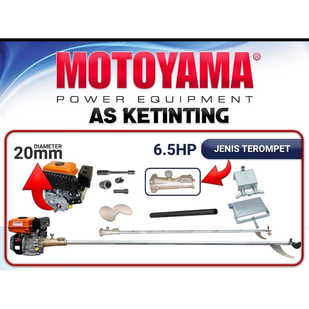 MOTOYAMA Mesin Penggerak Bensin 4 Tak + AS Ketinting 6.5 HP 20 MM