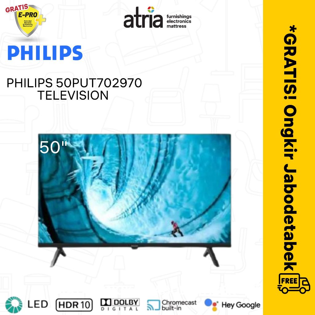 LED PHILIPS 50PUT7029 LED TV Digital Smart 4K UHD TV Garansi Resmi