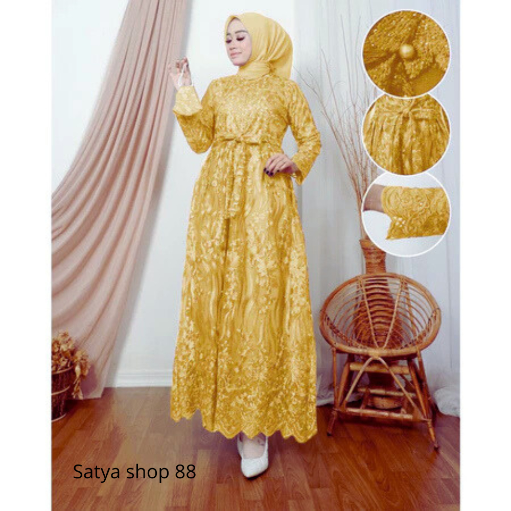 Gamis Mewah Elegan Brokat Gamis Lebaran 2026 Model Elegan