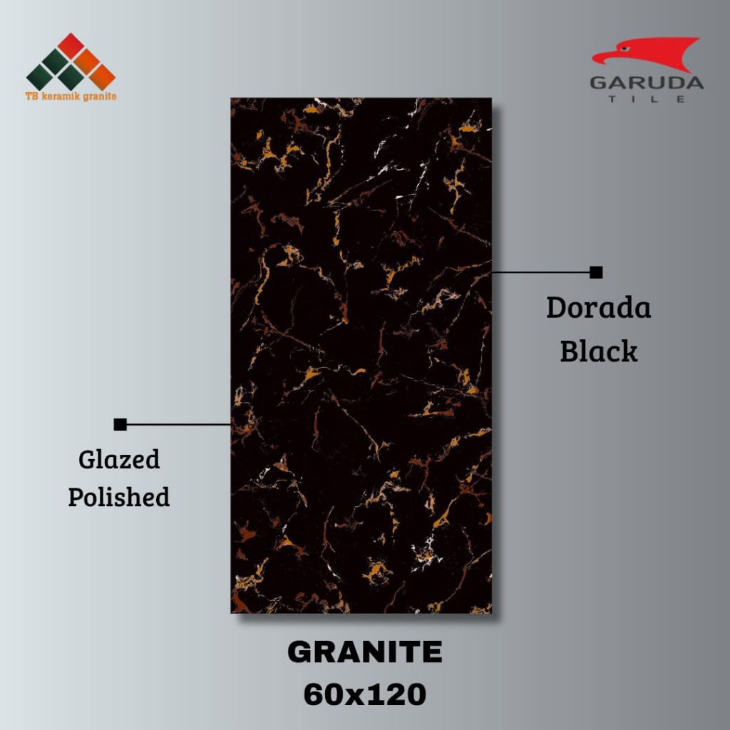 Granit 60x120 Garuda Tile Dorada Black / Glazed Polished