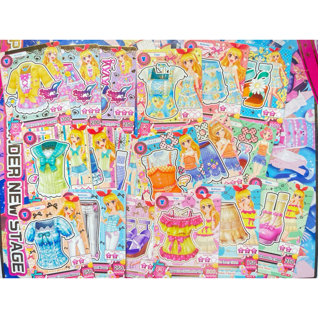 Kartu Aikatsu Ichigo Hoshimiya Angely Sugar Set Spring Shower Aqua Floral Aqua Sailor Aqua Gingham P