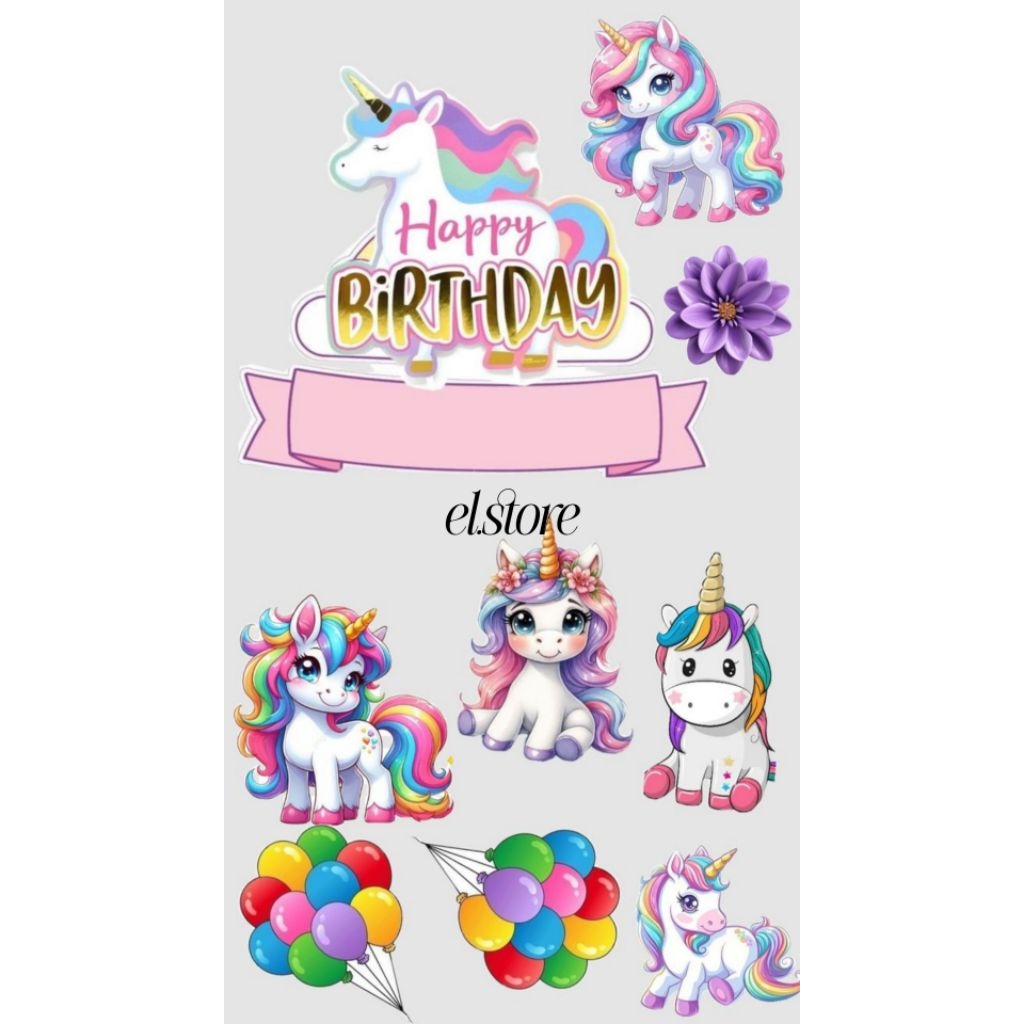 Topper Unicorn/Topper Custom Nama Tema Unicorn/Topper Kue Ulang Tahun Unicorn/Topper Cake Unicorn/Hi