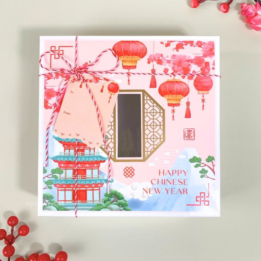 Box Kue Lapis legit Imlek Hampers Happy Chinese  New Year - 20 x 20 x 7 cm