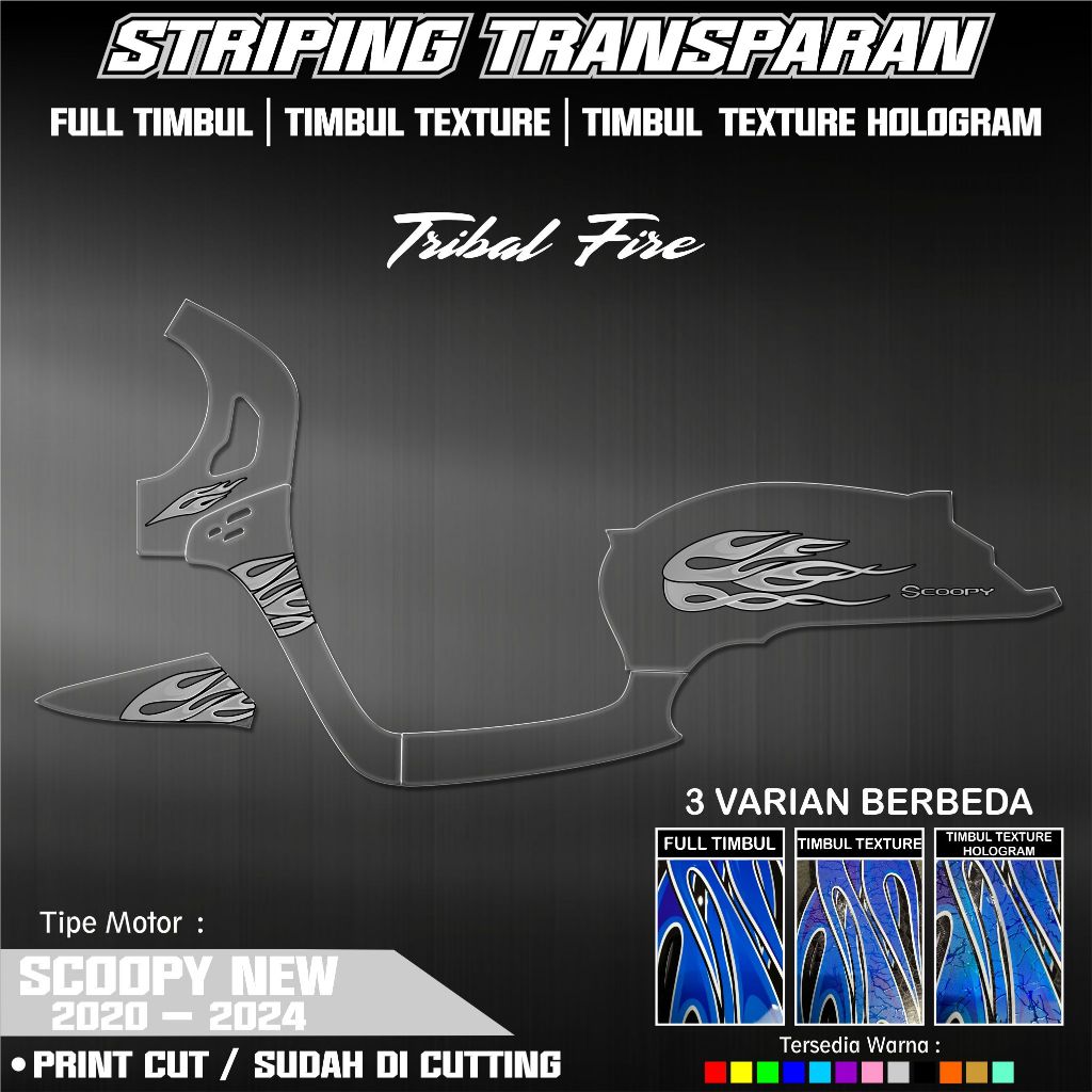 STRIPING SCOOPY NEW (2020-2024) TRANSPARAN FULL TIMBUL/TIMBUL TEXTURE/HOLO TIMBUL TEXTURE MOTIF TRIB